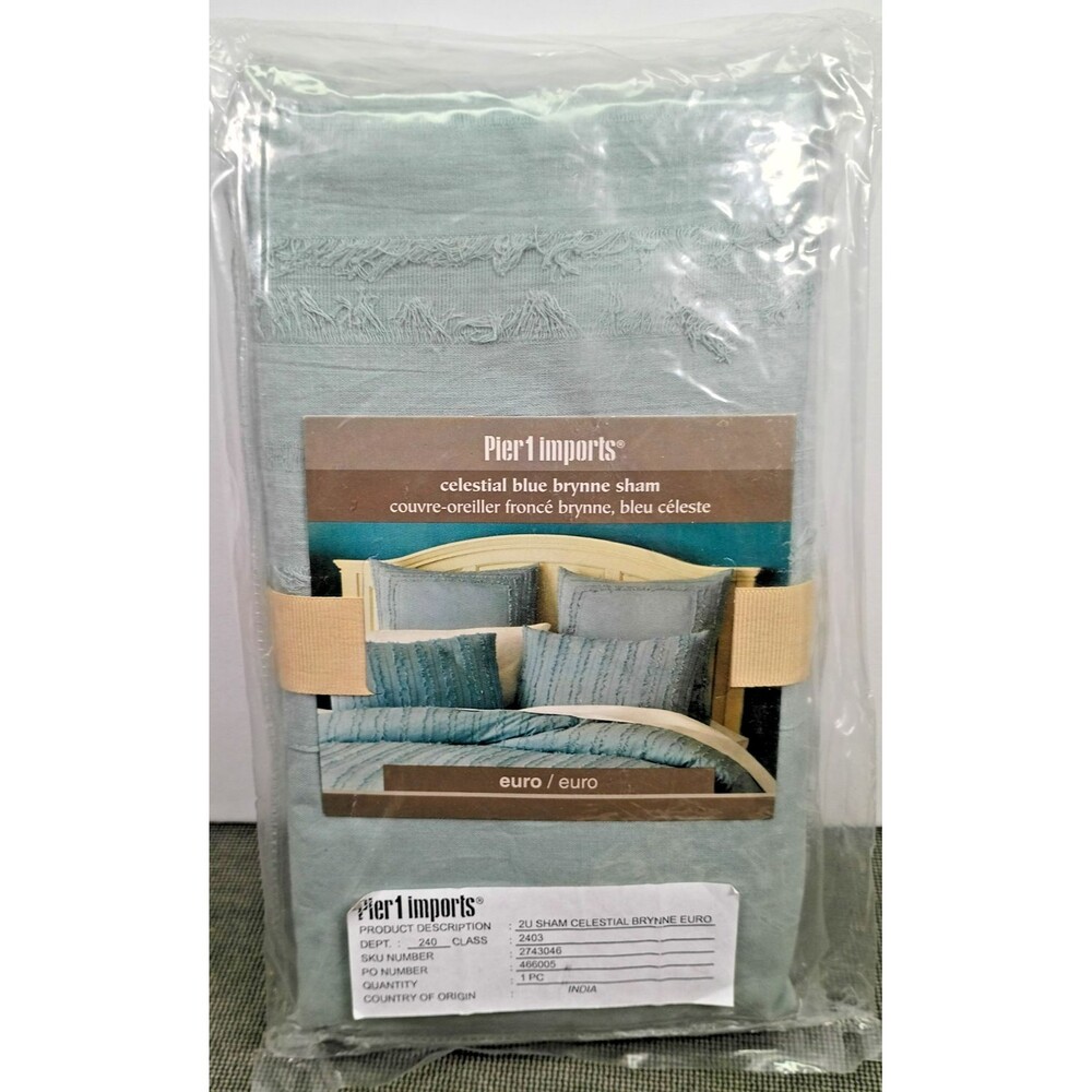 Pier 1 Imports Euro Celestial Blue Brynne Sham 100% Cotton NIP 1 PC
